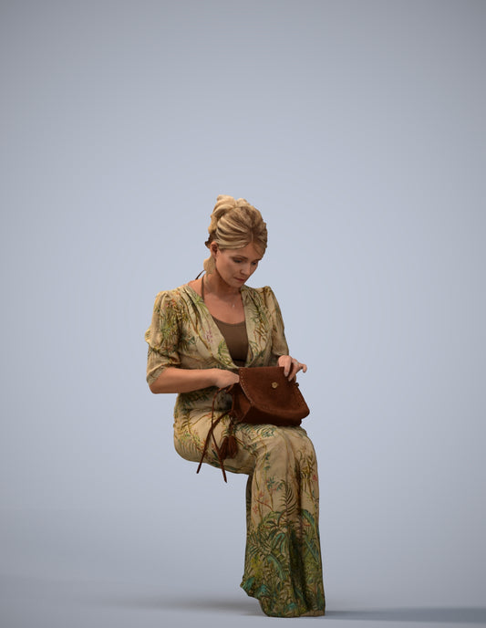 3D people model woman casual standing, scanned human for 3ds Max rendering