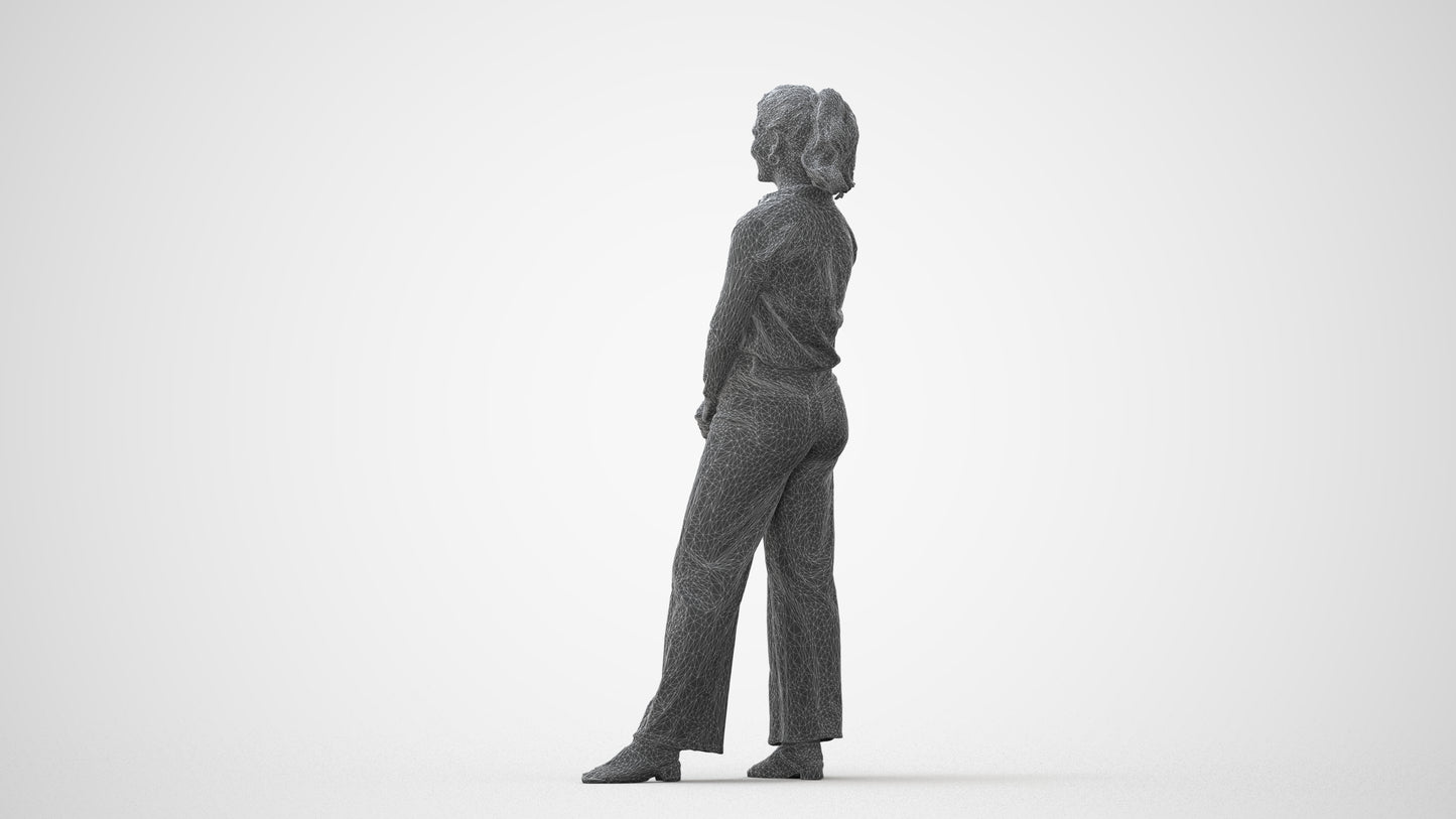 3D people model woman casual standing, scanned human for 3ds Max rendering, square thumbnail