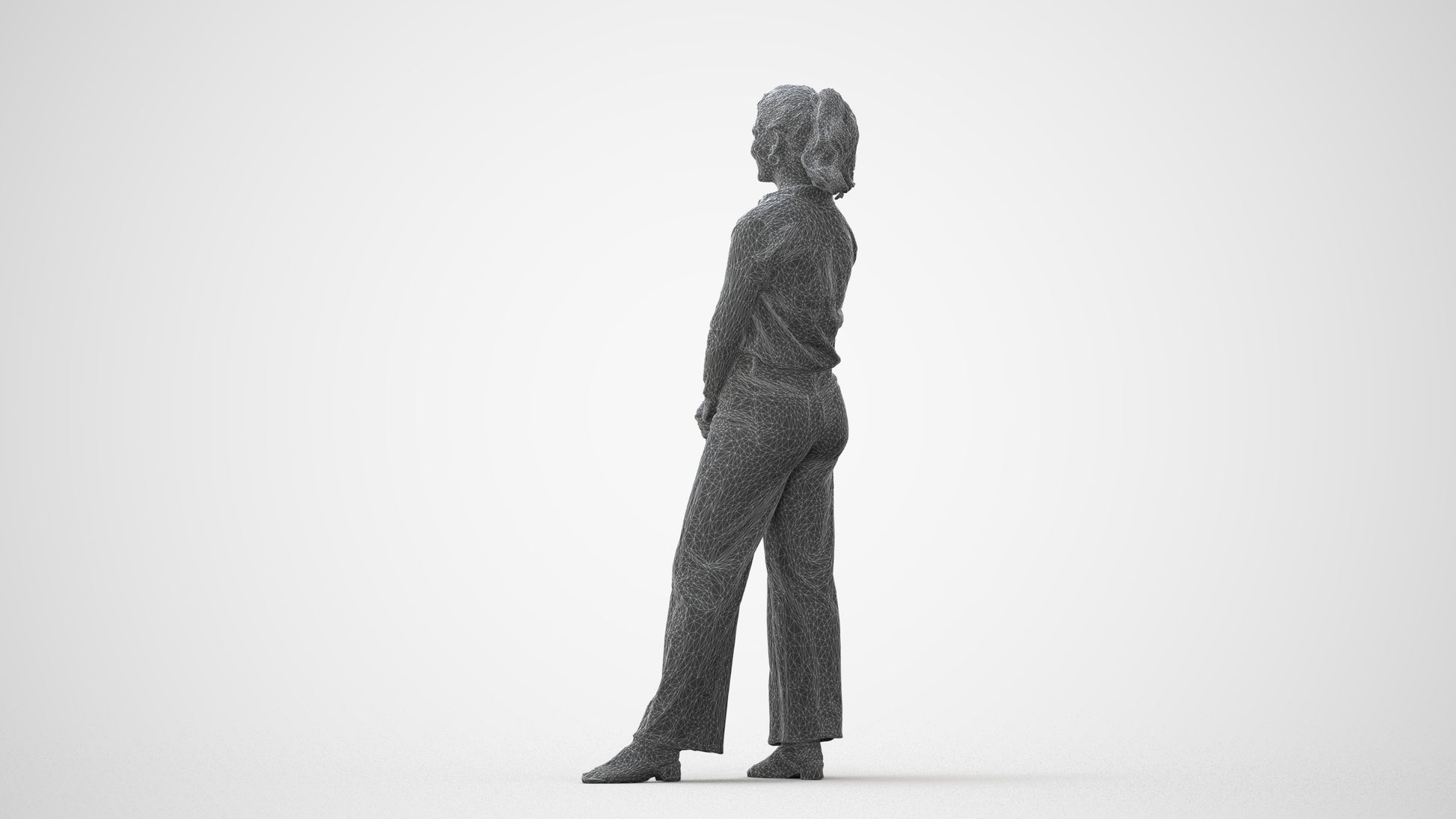 3D people model woman casual standing, scanned human for 3ds Max rendering, square thumbnail