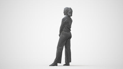3D people model woman casual standing, scanned human for 3ds Max rendering, square thumbnail