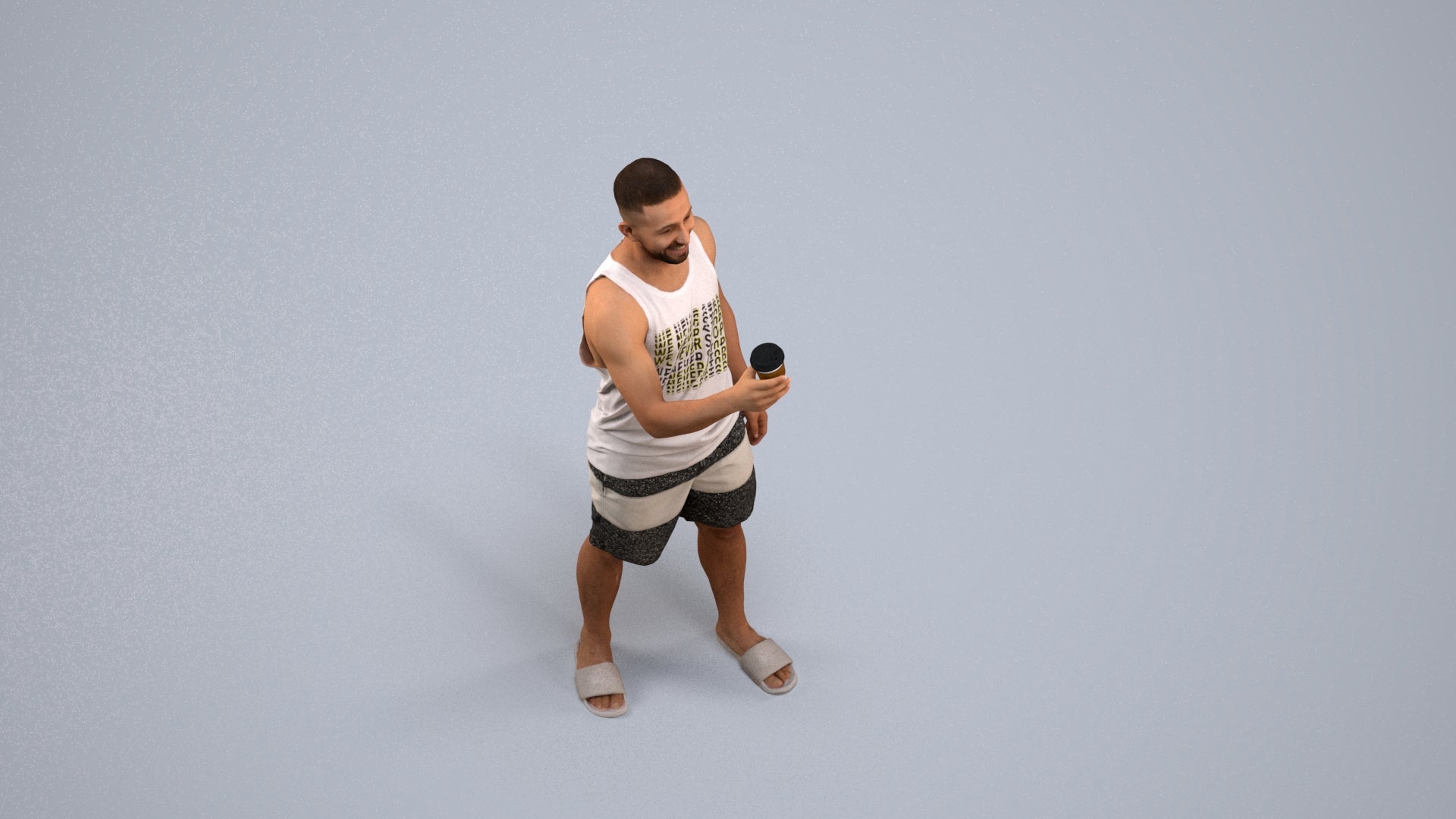 realistic 3D man standing, scanned archviz people for Blender and 3ds Max, back view render
