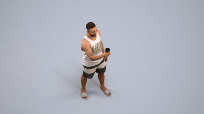realistic 3D man standing, scanned archviz people for Blender and 3ds Max, back view render