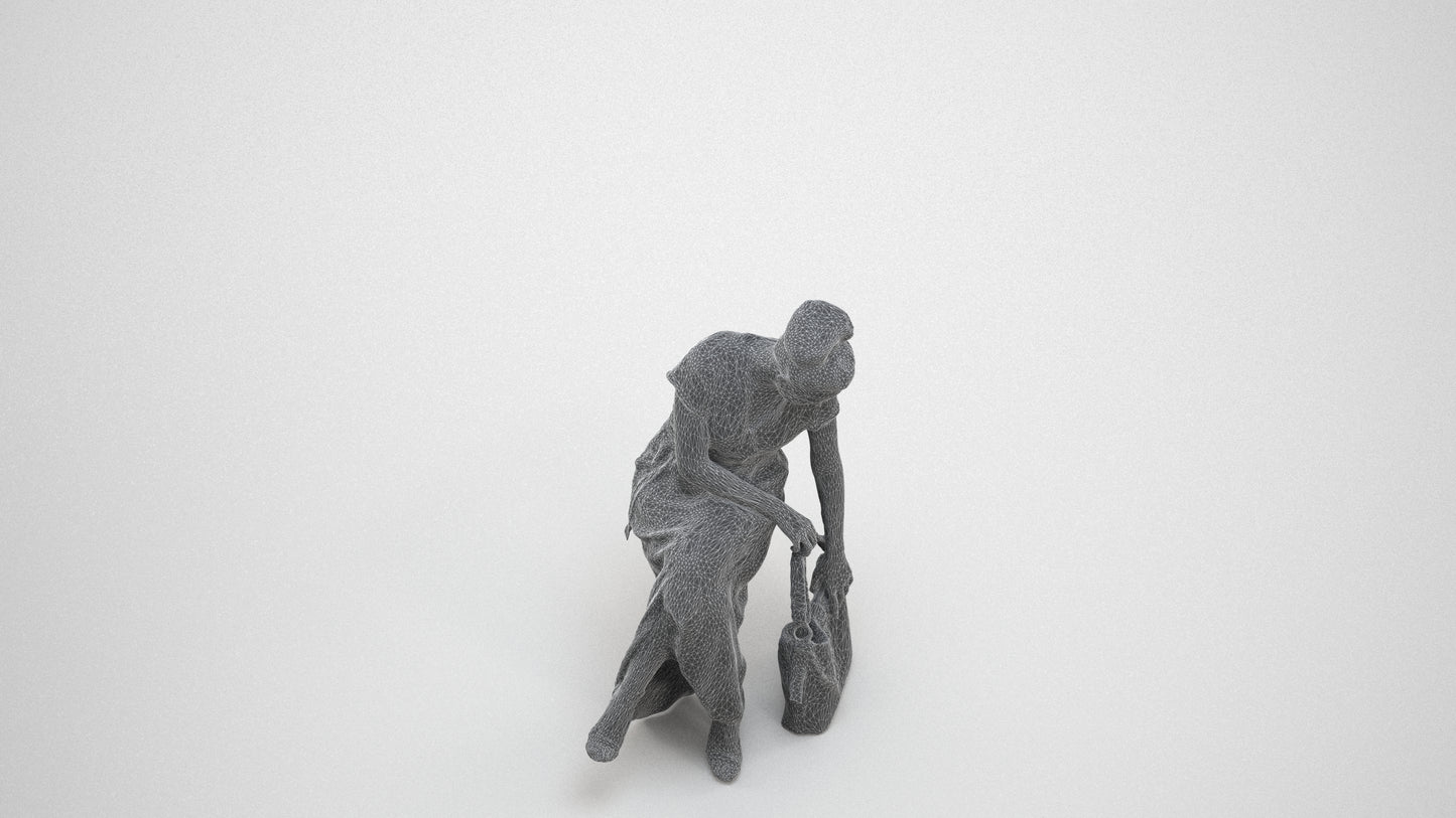 scanned 3D woman formal formalaffairs, photogrammetry people for Enscape and V-Ray, wireframe three-quarter view