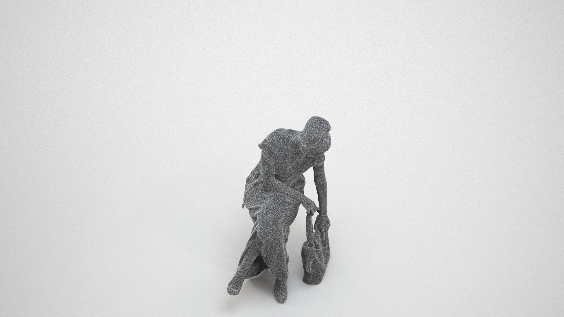 scanned 3D woman formal formalaffairs, photogrammetry people for Enscape and V-Ray, wireframe three-quarter view
