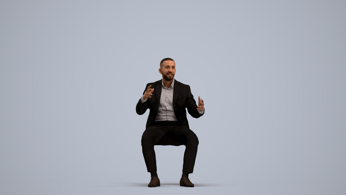 3D scanned man business, photorealistic archviz people for Enscape and SketchUp, standing pose render