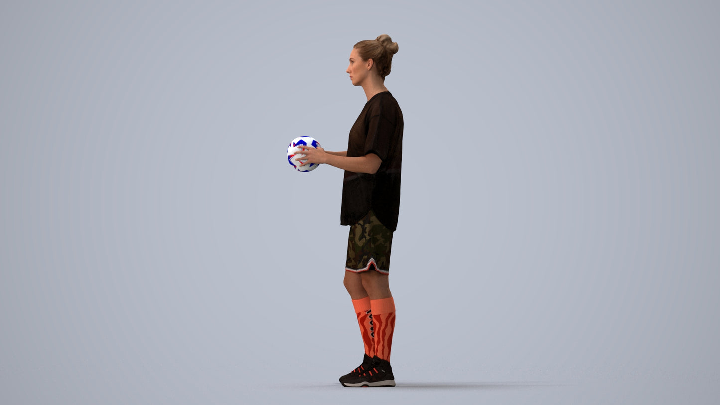 3D people model woman sport, scanned human for 3ds Max rendering, three-quarter view render