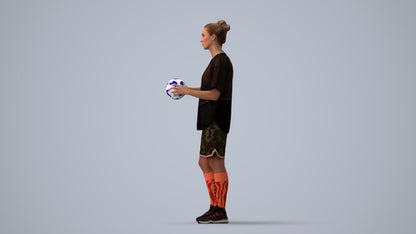 3D people model woman sport, scanned human for 3ds Max rendering, three-quarter view render