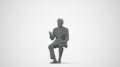 3D human model man business, photogrammetry scanned person for archviz, wireframe back view