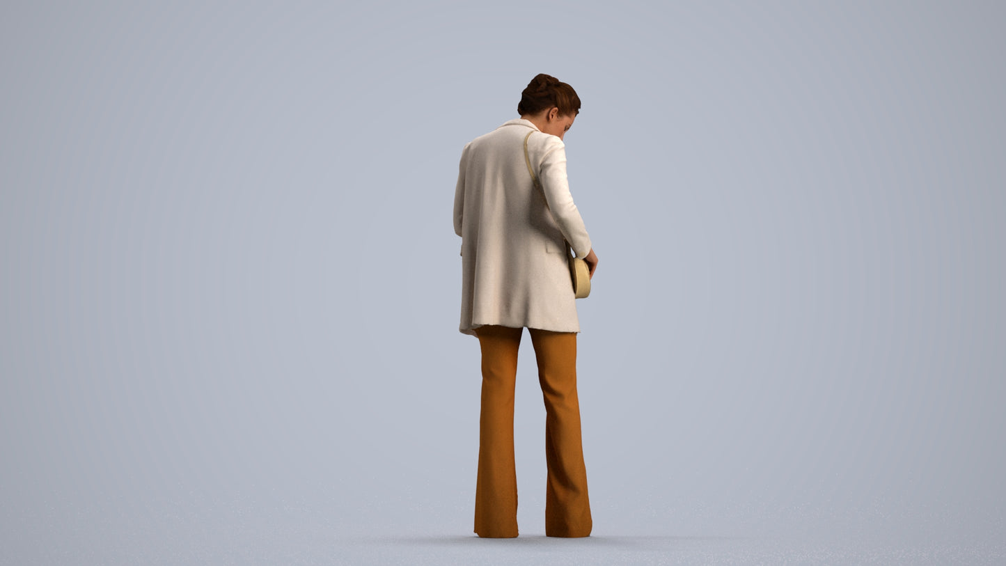 scanned 3D woman business standing, photogrammetry people for Enscape and V-Ray, front view render