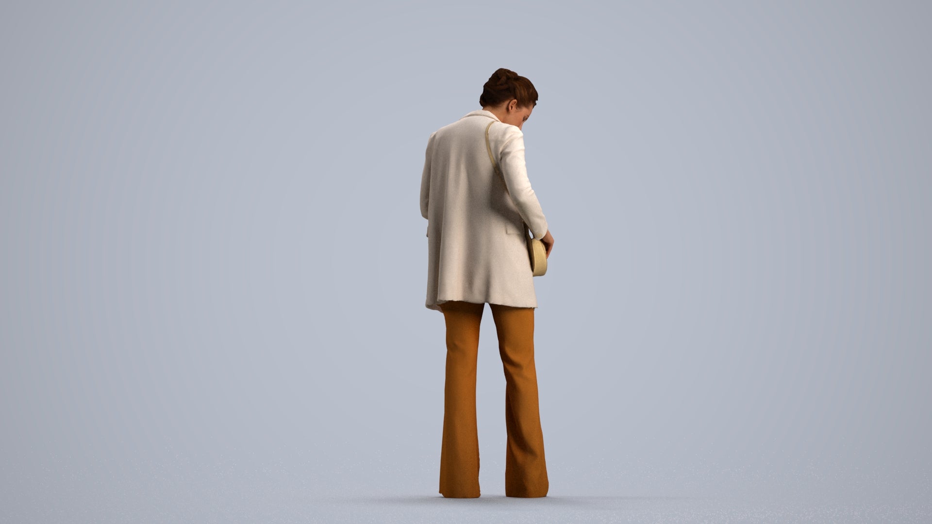 scanned 3D woman business standing, photogrammetry people for Enscape and V-Ray, front view render