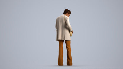 scanned 3D woman business standing, photogrammetry people for Enscape and V-Ray, front view render