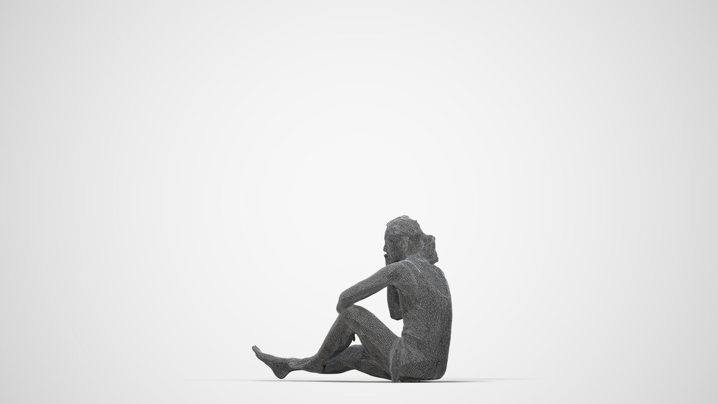 realistic 3D people woman sport pool, render-ready for V-Ray and Corona, FBX OBJ, wireframe back view