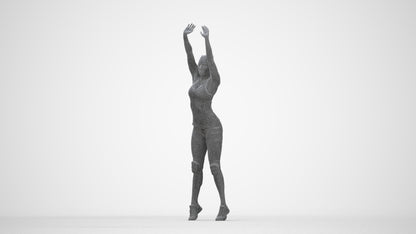 realistic 3D human woman sport, archviz people FBX OBJ for Blender, wireframe back view