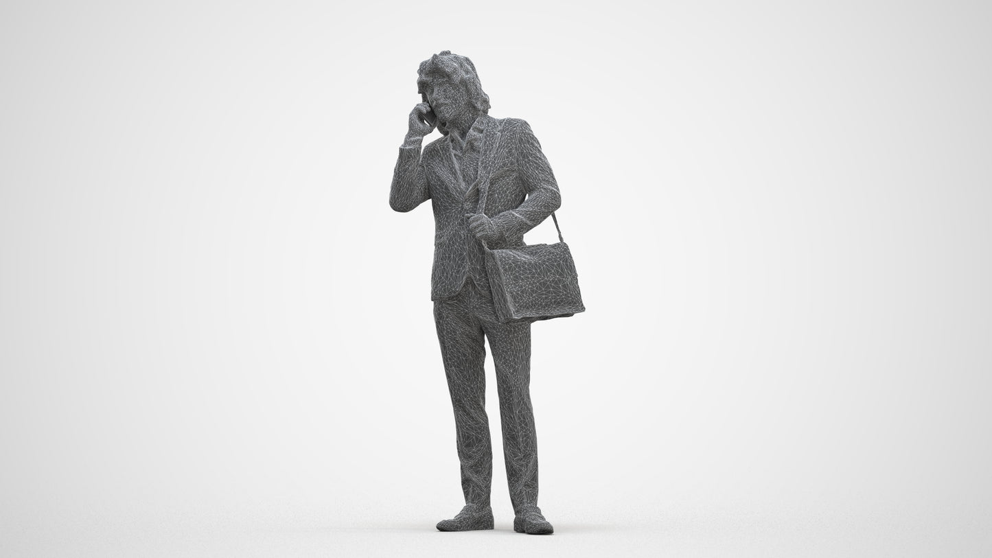 3D scanned man business, photorealistic archviz people for Enscape and SketchUp, three-quarter front view render