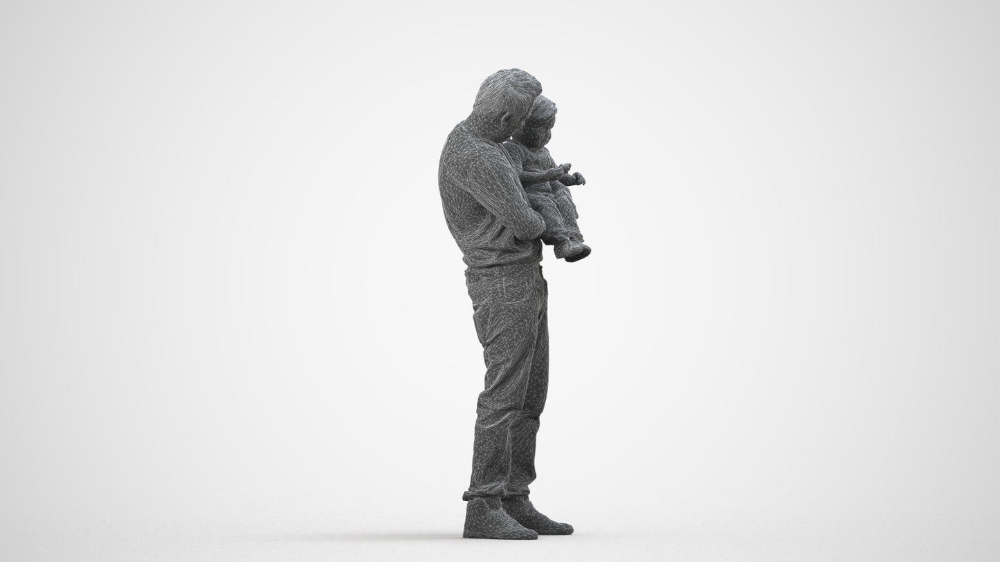 photogrammetry 3D boy casual kids, realistic human model archviz FBX, wireframe side view