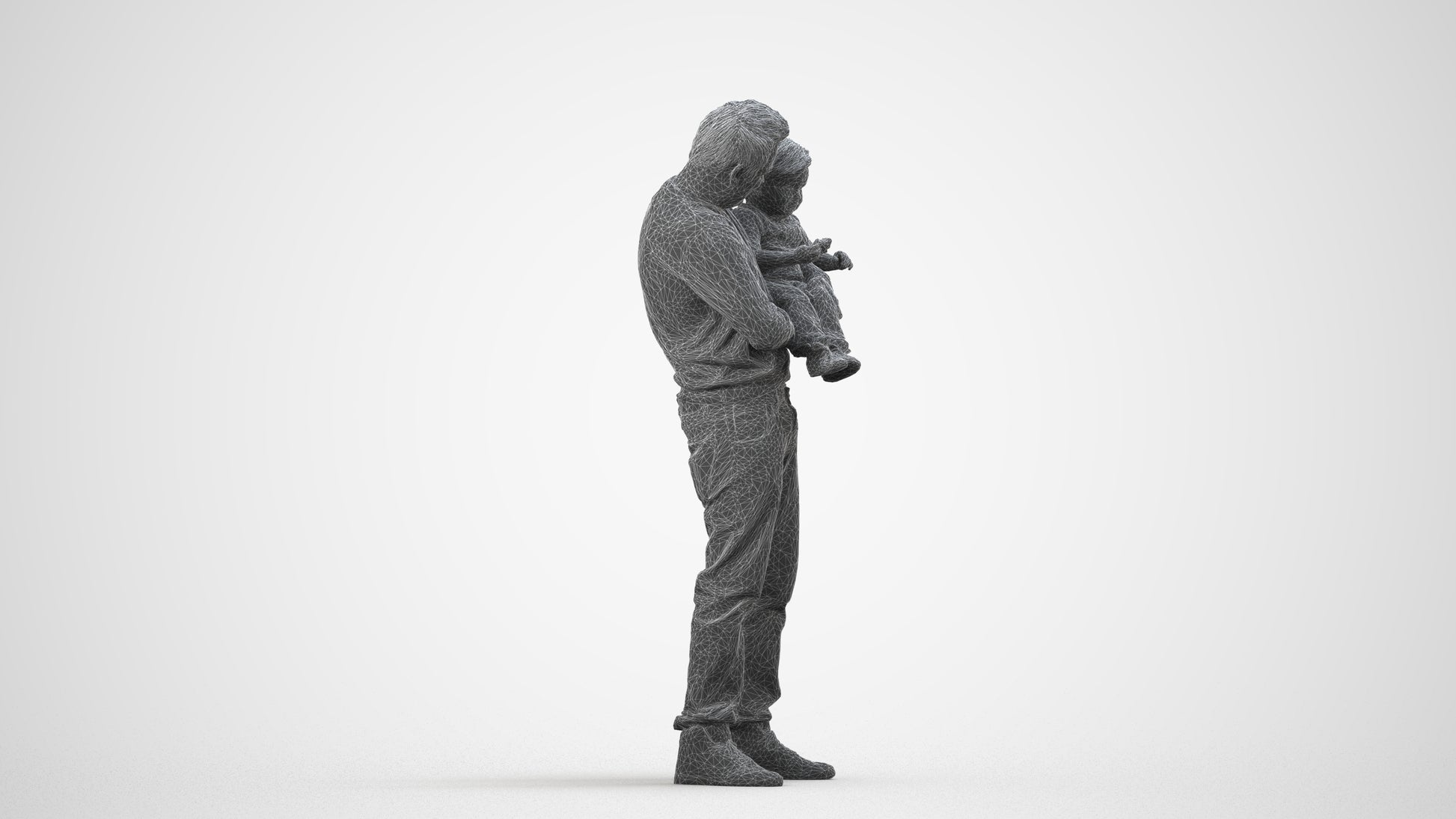 photogrammetry 3D boy casual kids, realistic human model archviz FBX, wireframe side view