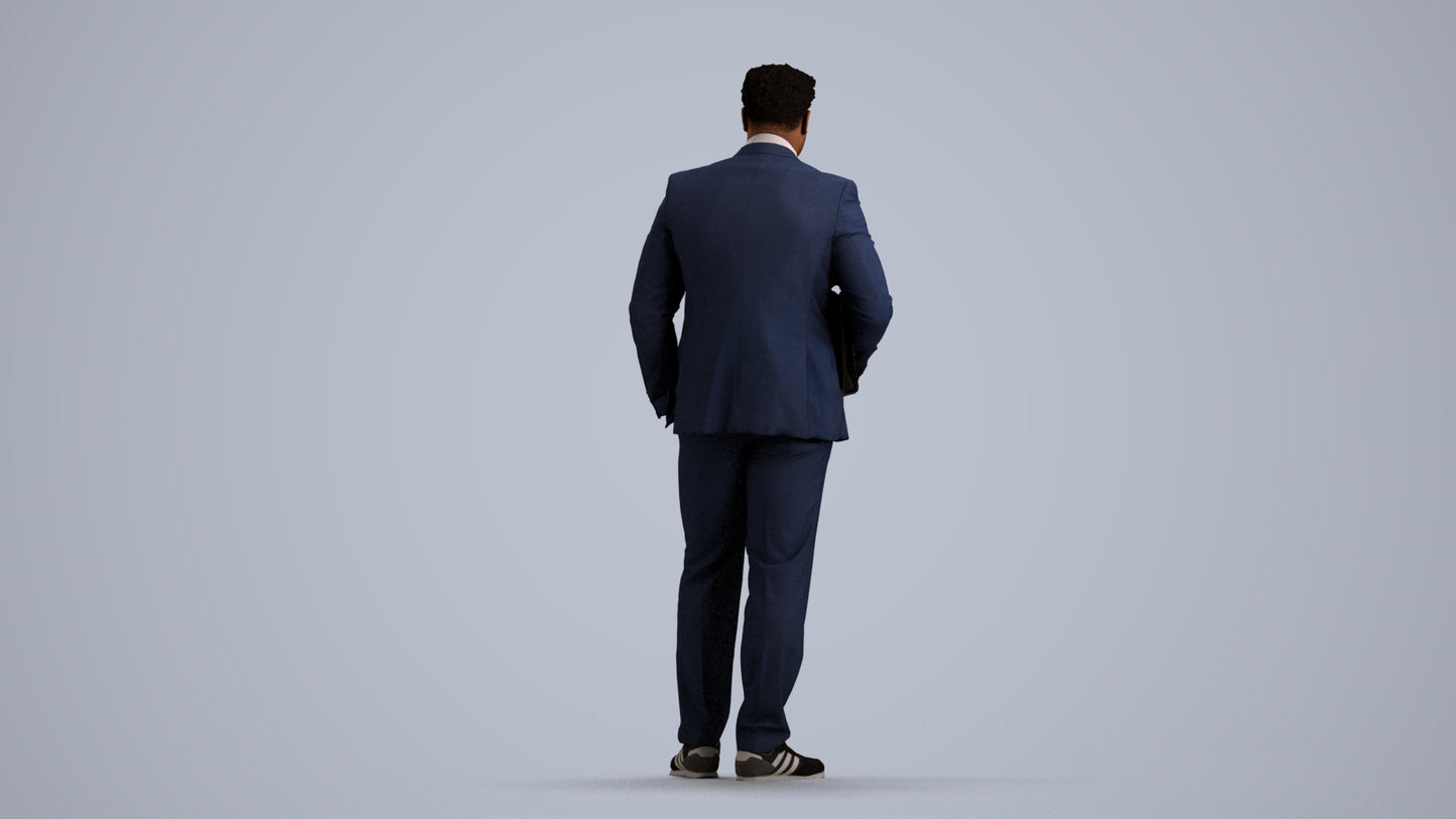 3D people model man business, scanned human for 3ds Max rendering, front view render