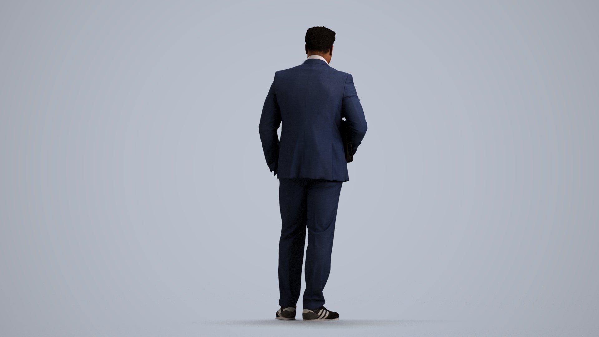 3D people model man business, scanned human for 3ds Max rendering, front view render
