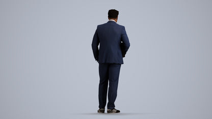 3D people model man business, scanned human for 3ds Max rendering, front view render