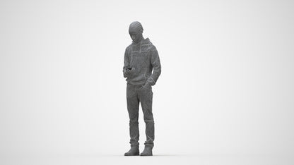 photogrammetry 3D boy casual kids, realistic human model archviz FBX, wireframe back view