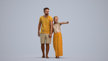realistic 3D girl casual kids, scanned archviz people for Blender and 3ds Max, standing pose render