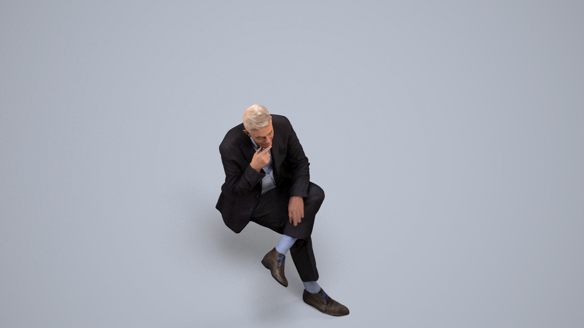 3D scanned senior man business, photorealistic archviz people for Enscape and SketchUp, back view render