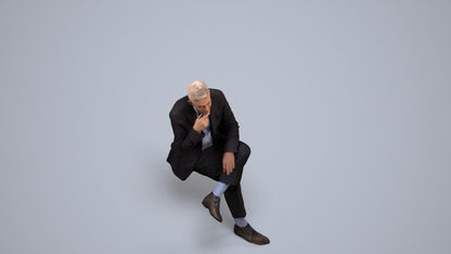 3D scanned senior man business, photorealistic archviz people for Enscape and SketchUp, back view render