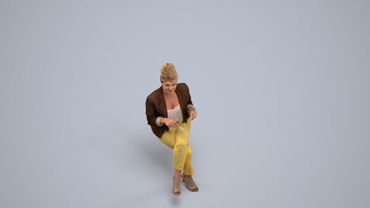 scanned 3D woman business sitting, photogrammetry people for Enscape and V-Ray, back view render