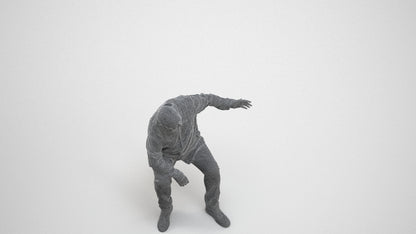 scanned 3D senior man casual sitting, photogrammetry people for Enscape and V-Ray, wireframe three-quarter view
