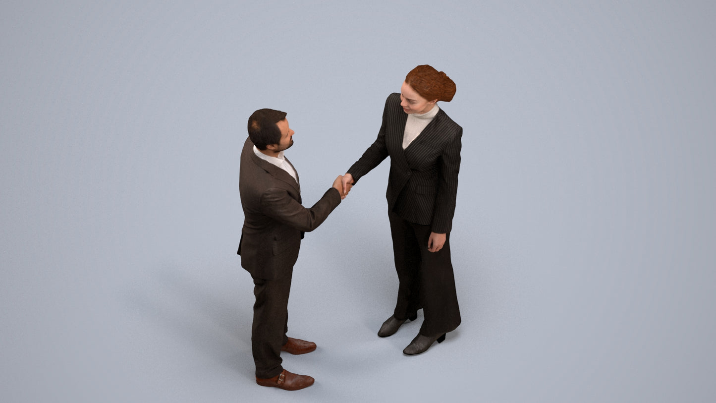 scanned 3D woman business, photogrammetry people for Enscape and V-Ray, back view render