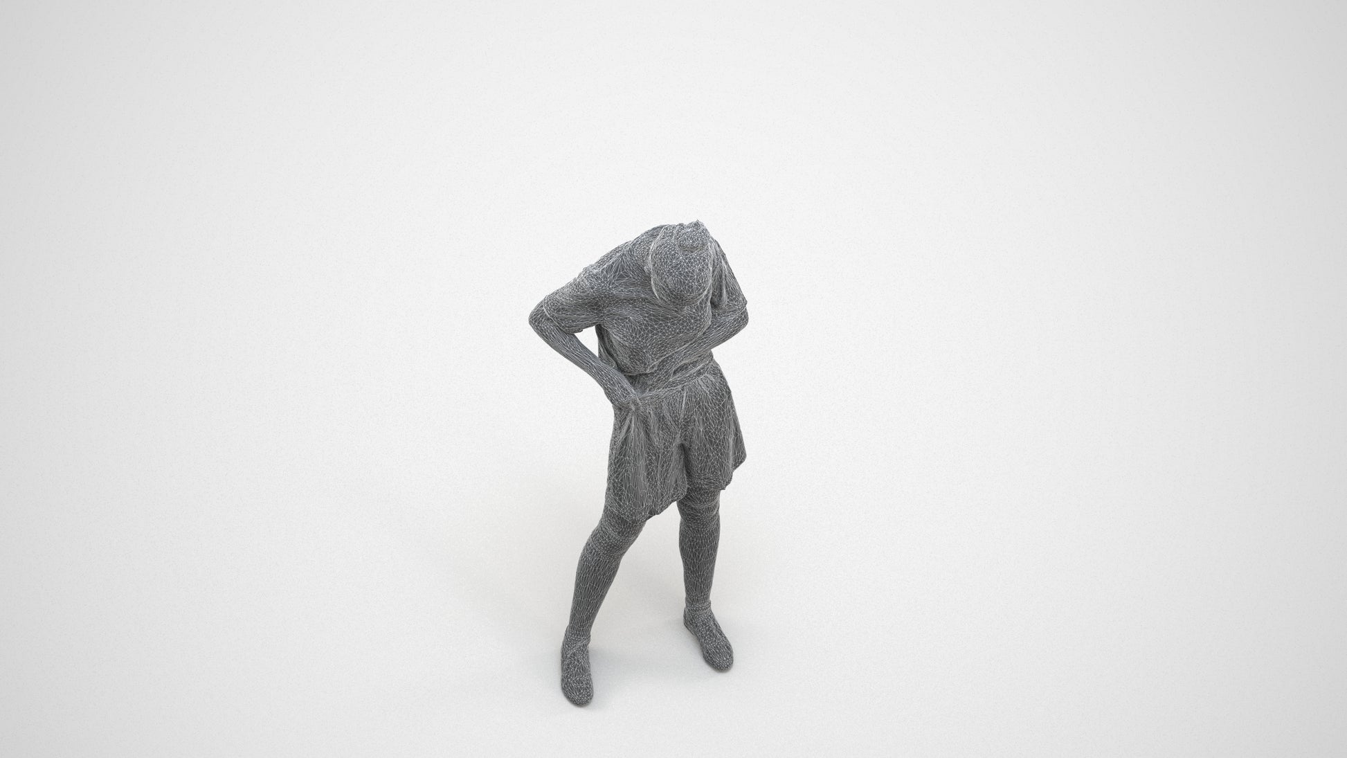 realistic 3D people girl sport, render-ready for V-Ray and Corona, FBX OBJ, wireframe three-quarter view