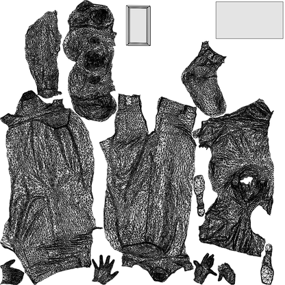 3D people model woman casual standing, scanned human for 3ds Max rendering, wireframe top-down view