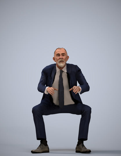 3D scanned senior man business, photorealistic archviz people for Enscape and SketchUp