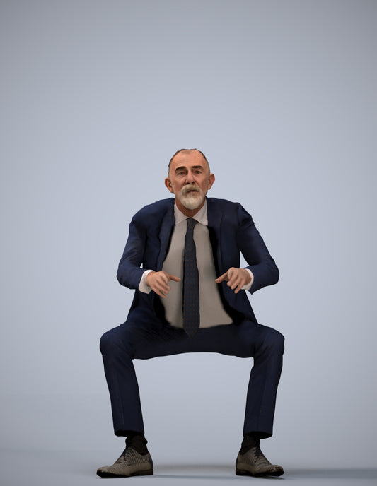 3D scanned senior man business, photorealistic archviz people for Enscape and SketchUp