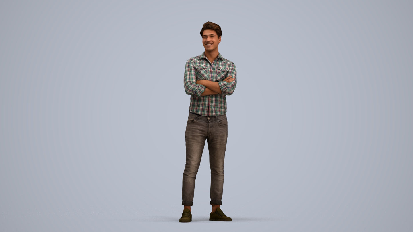 realistic 3D man casual mix, scanned archviz people for Blender and 3ds Max, standing pose render