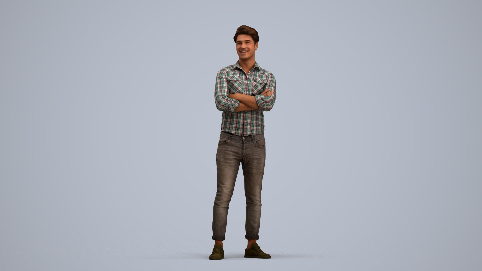 realistic 3D man casual mix, scanned archviz people for Blender and 3ds Max, standing pose render
