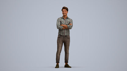 realistic 3D man casual mix, scanned archviz people for Blender and 3ds Max, standing pose render