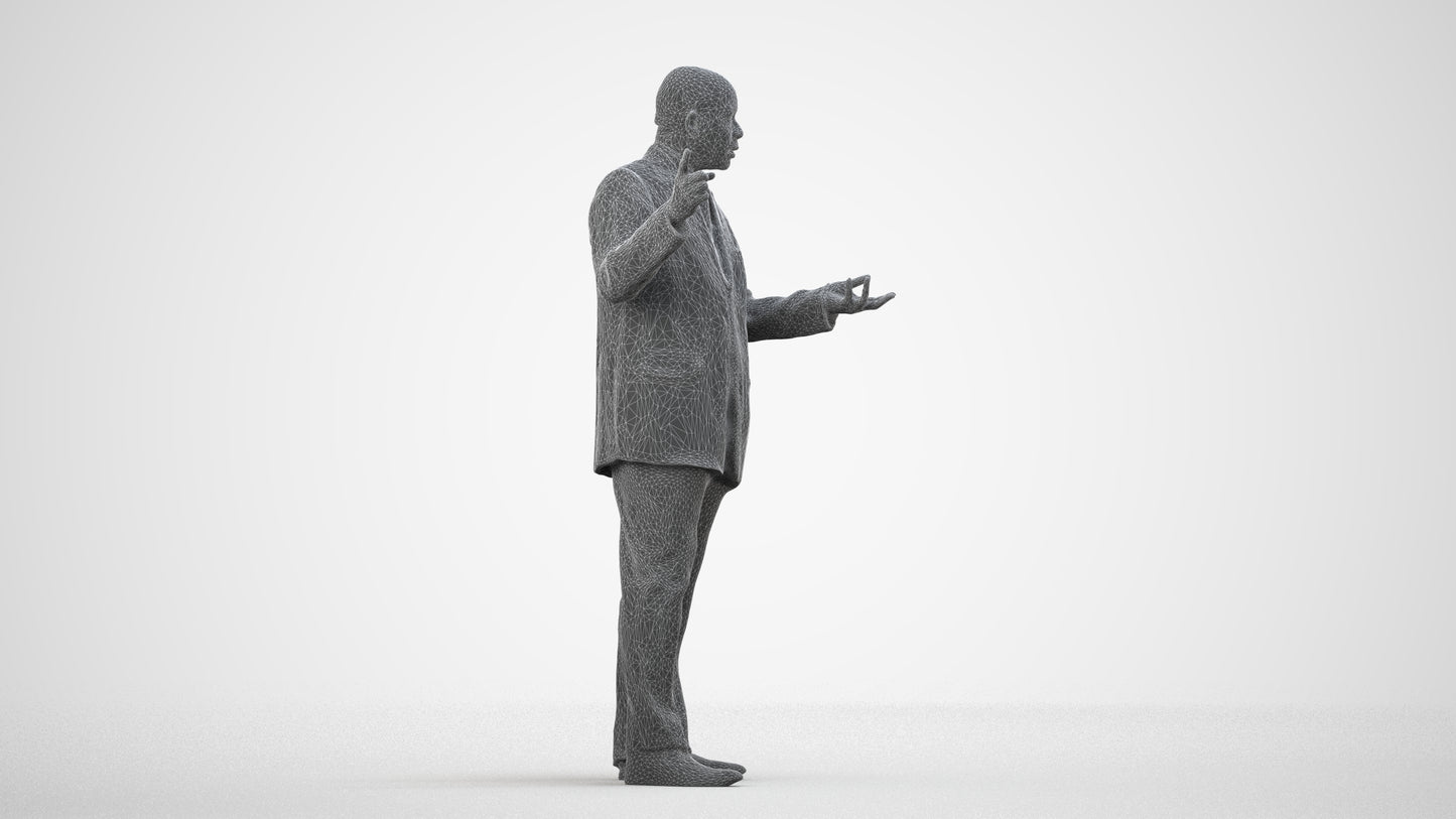 realistic 3D human man business, archviz people FBX OBJ for Blender, wireframe side view