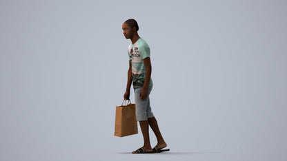 3D scanned boy shopping casual, photorealistic archviz people for Enscape and SketchUp, three-quarter view render