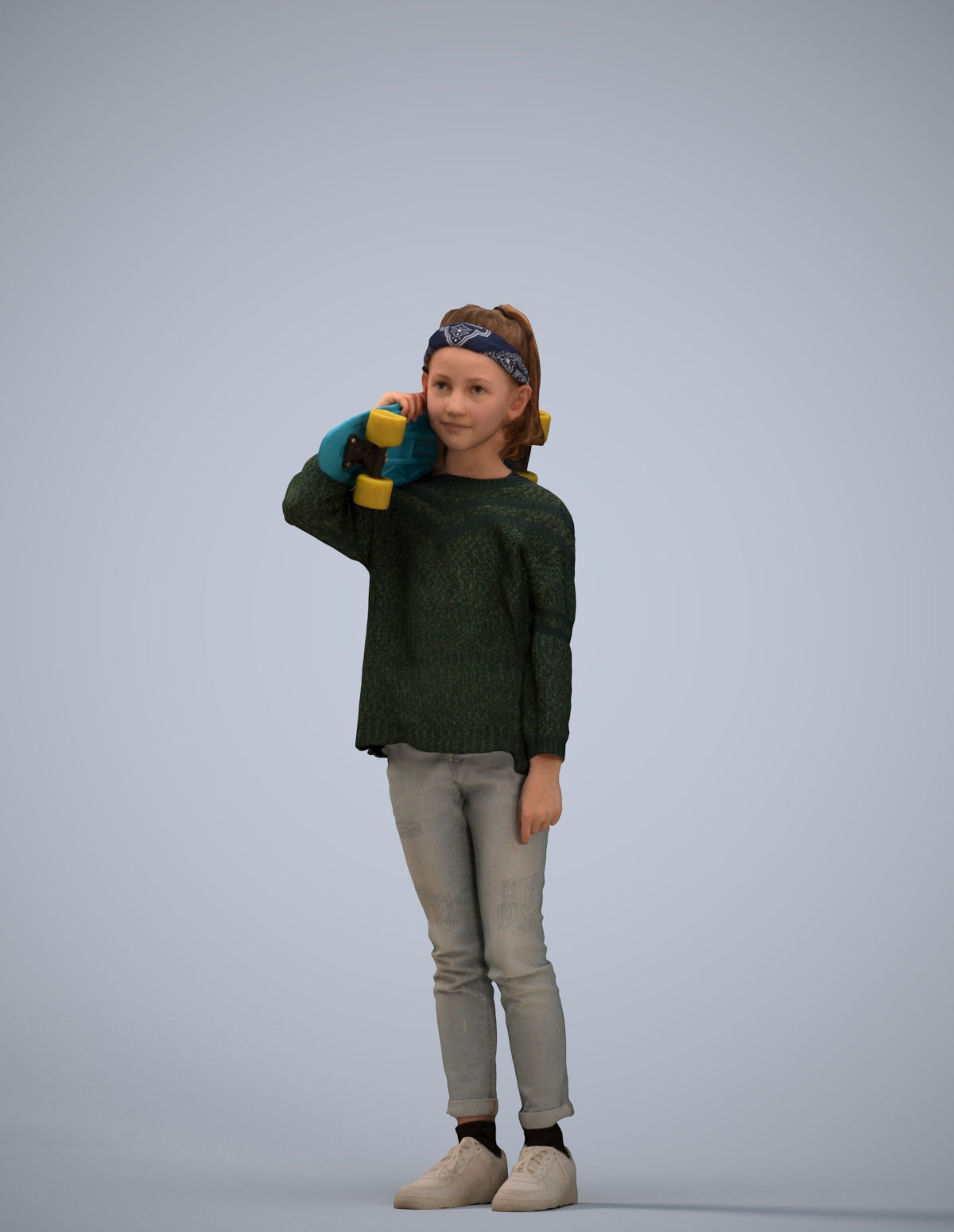 realistic 3D human girl casual kids, archviz people FBX OBJ for Blender