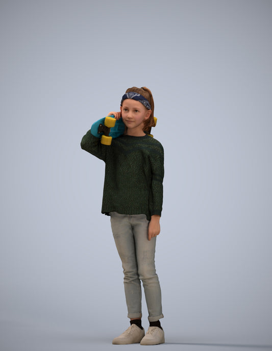 realistic 3D human girl casual kids, archviz people FBX OBJ for Blender