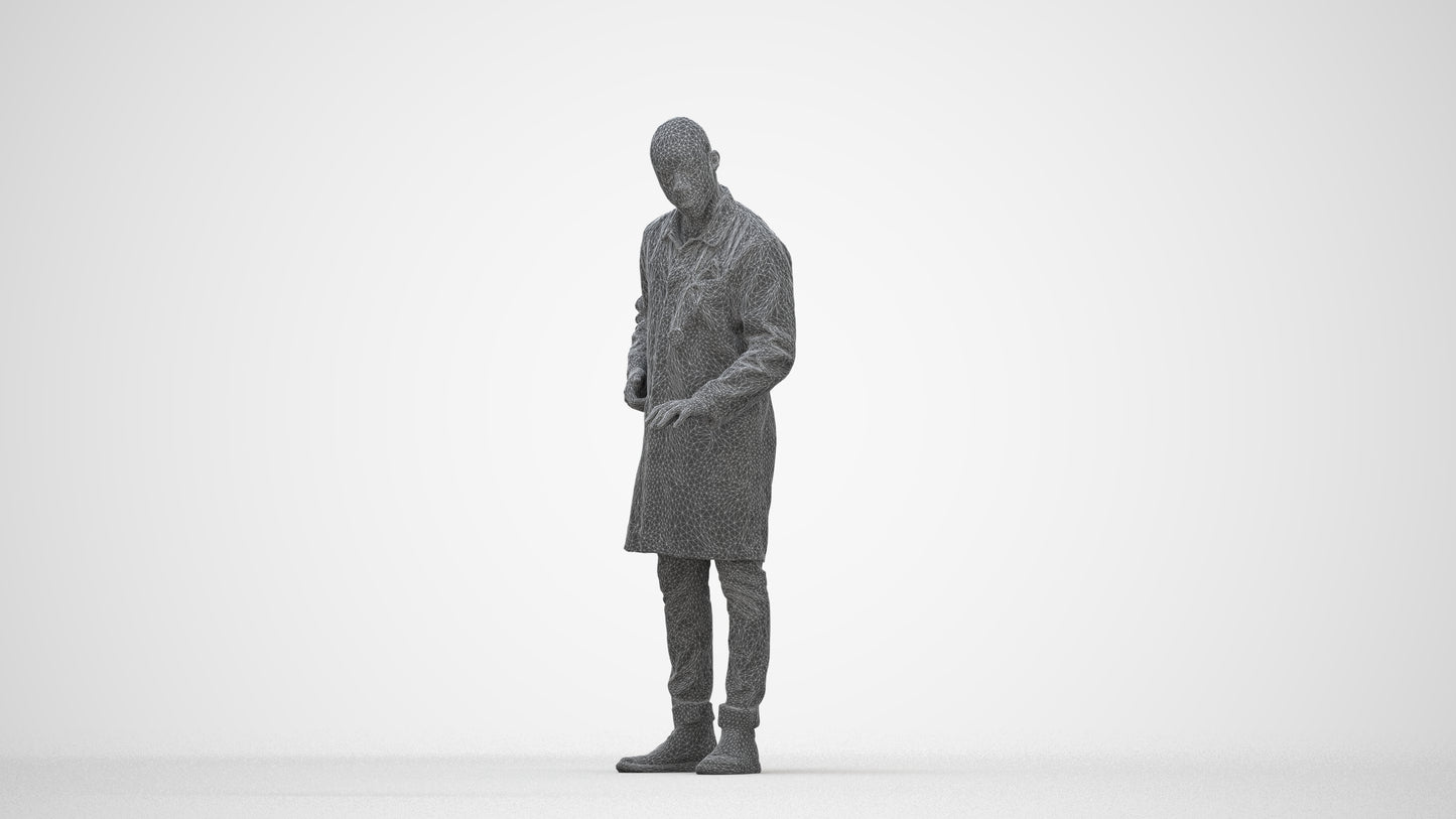 photogrammetry 3D man medical, realistic human model archviz FBX, wireframe back view