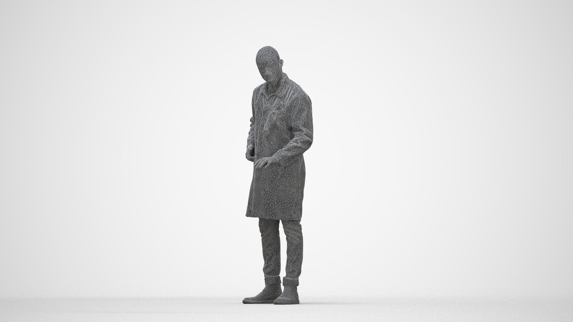 photogrammetry 3D man medical, realistic human model archviz FBX, wireframe back view