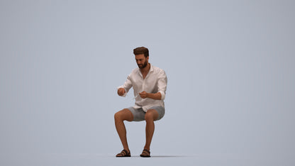 scanned 3D man casual sitting, photogrammetry people for Enscape and V-Ray, top-down view render