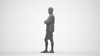 3D human model man business standing, photogrammetry scanned person for archviz, wireframe back view