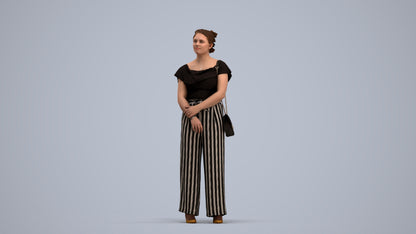 3D people model woman casual standing, scanned human for 3ds Max rendering, standing pose render
