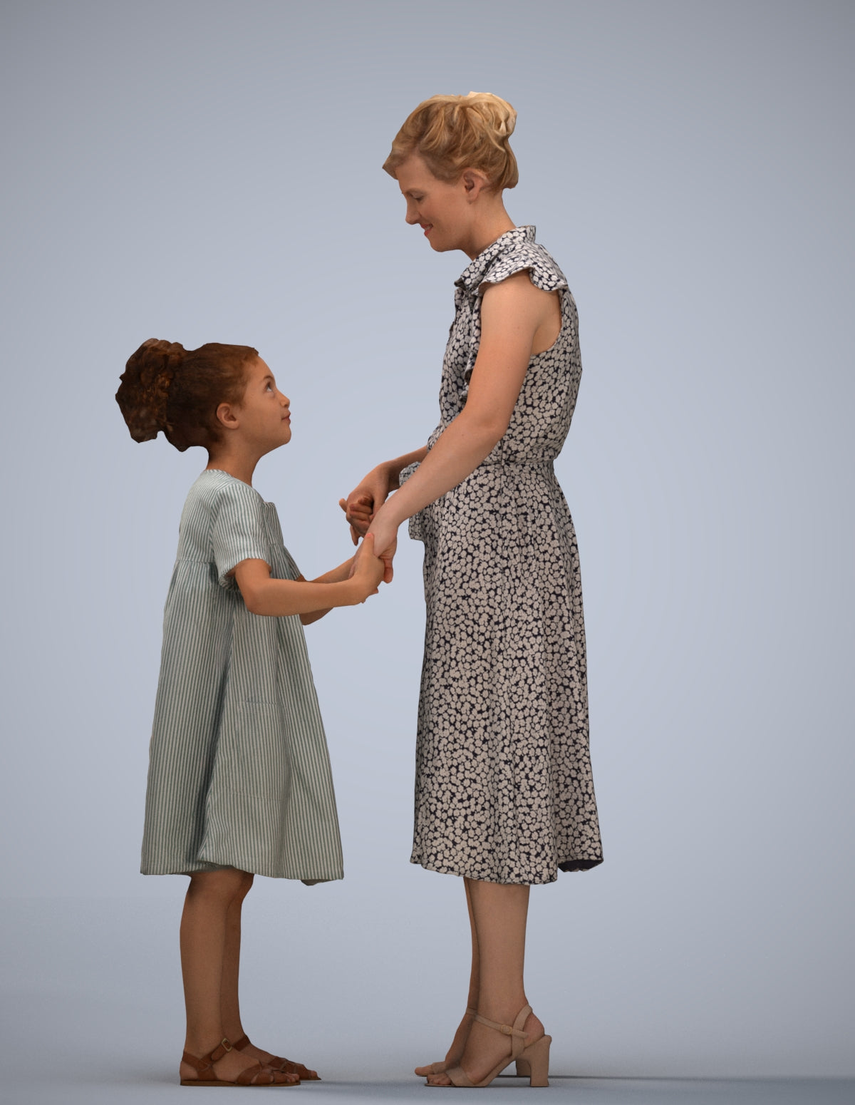 realistic 3D girl casual kids, scanned archviz people for Blender and 3ds Max
