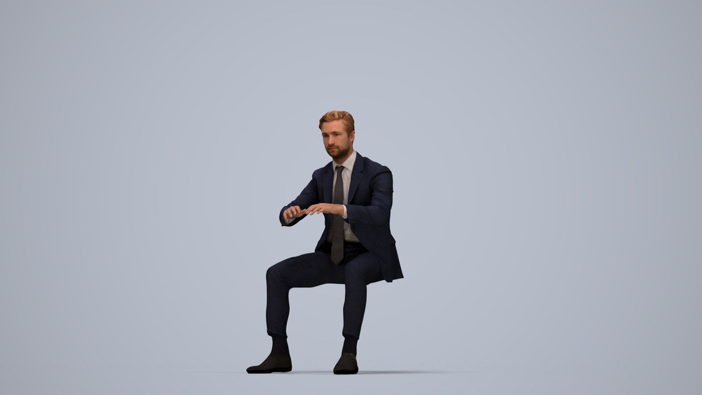 3D scanned man business, photorealistic archviz people for Enscape and SketchUp, top-down view render