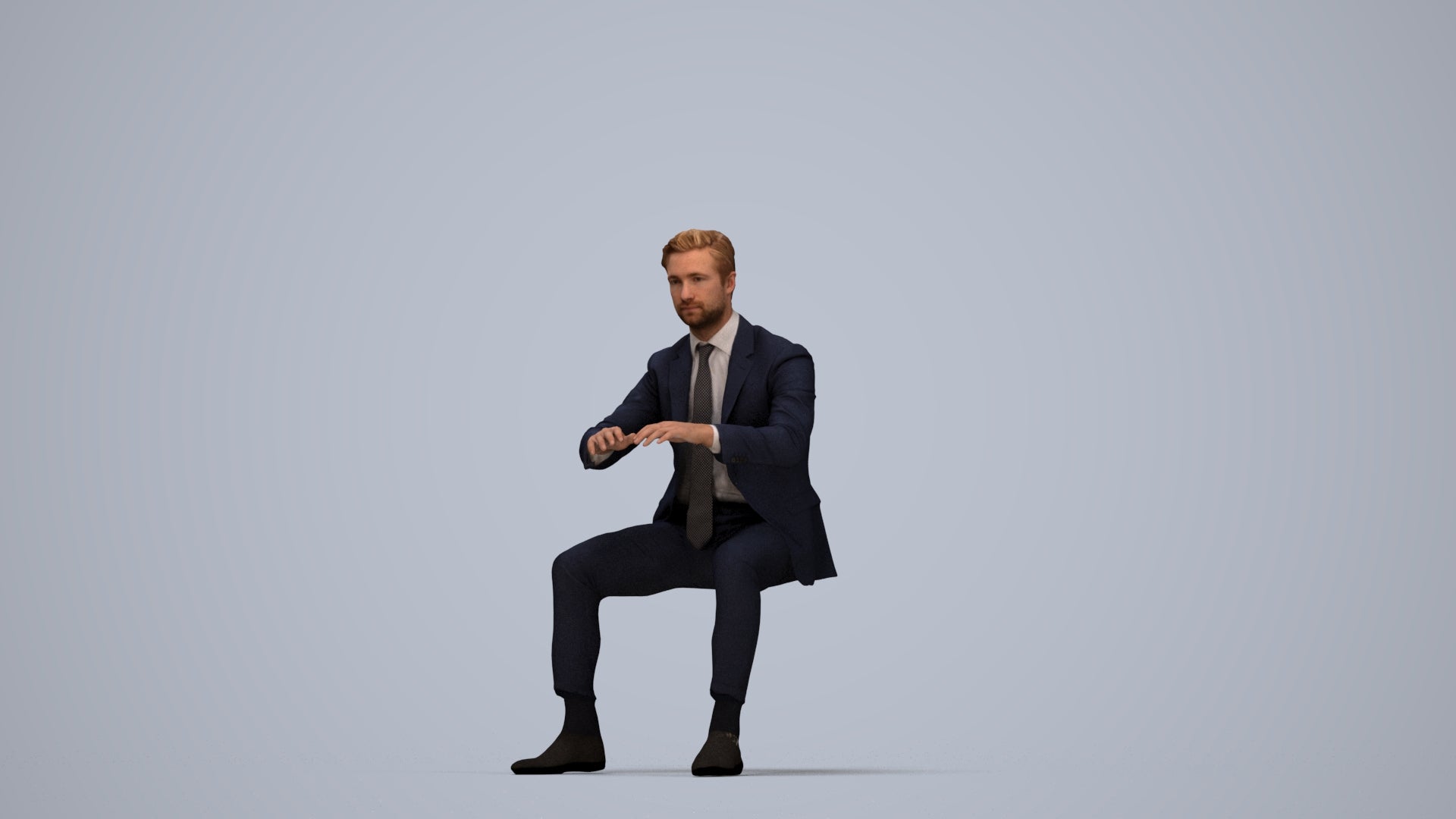 3D scanned man business, photorealistic archviz people for Enscape and SketchUp, top-down view render
