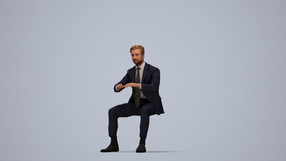 3D scanned man business, photorealistic archviz people for Enscape and SketchUp, top-down view render